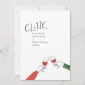 ホリデートーストカード – "Clink" ワイングラスの乾杯 (正面)
