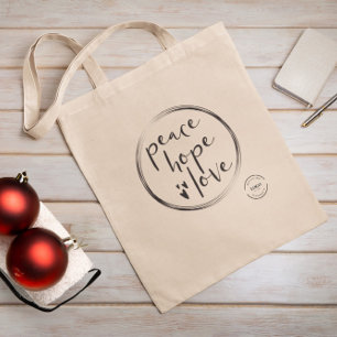 ホリデートートバッグロゴを追加Peace hope loveクリスマス トートバッグ