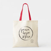 ホリデートートバッグロゴを追加Peace hope loveクリスマス トートバッグ (裏面)