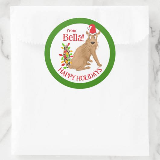 ホリデードッグおもしろいユーモアかわいい ラウンドシール (バッグ)