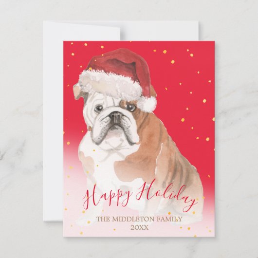 ホリデードッグ金ゴールド赤い季節の挨拶 (正面)