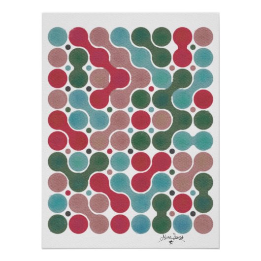 ホリデードットBLOBジオメトリックアート ポスター (正面)