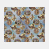 ホリデードリームキャッチャー西パターン（の模様が）ある馬 フリースブランケット (正面(横))