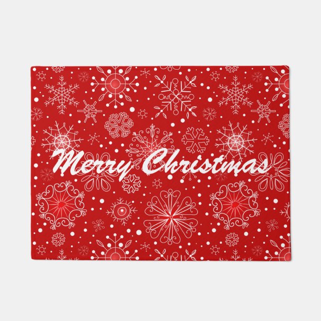 ホリデードormat – 雪片 ドアマット (正面)