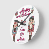 ホリデーナッツクラッカーレッツゴーナッツ ラウンド壁時計 (傾斜)