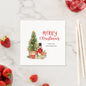 ホリデーナツクラッカークリスマスツリースクリプト スタンダードカクテルナプキン (インサイチュ)