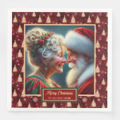 ホリデーナプキンズレッド金ゴールドグリーンクリスマスデザイン (正面)