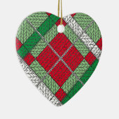 ホリデーニットアーガイルセラミックハートオーナメント セラミックオーナメント (右)