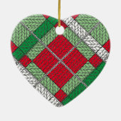 ホリデーニットアーガイルセラミックハートオーナメント セラミックオーナメント (裏面)