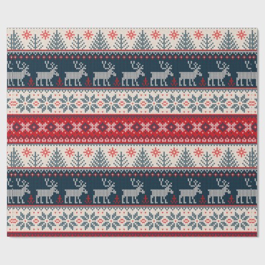 ホリデーニットフェイクパターンクリスマスパーソナライズされた ラッピングペーパー (フラット)