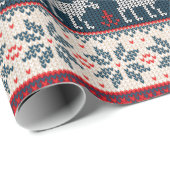 ホリデーニットフェイクパターンクリスマスパーソナライズされた ラッピングペーパー (ロールコーナー)