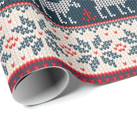 ホリデーニットフェイクパターンクリスマスパーソナライズされた ラッピングペーパー (ロールコーナー)