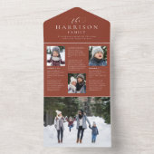 ホリデーニュースレター家族の更新クリスマスカード オールインワン招待状 (内側)