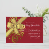 ホリデーネイバーカラー金ゴールドスワッシュと金ゴールドグリッタリーボウ 招待状 (スタンド正面)