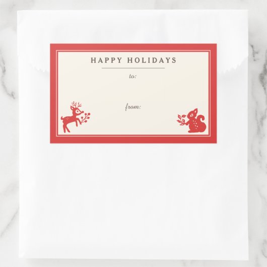 ホリデーノルディックフォークアートギフトラベルステッカー 長方形シール (バッグ)