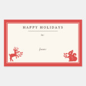 ホリデーノルディックフォークアートギフトラベルステッカー 長方形シール (正面)