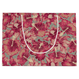 ホリデーハイビスカス、ハワイアンスタイルクリスマス ラージペーパーバッグ