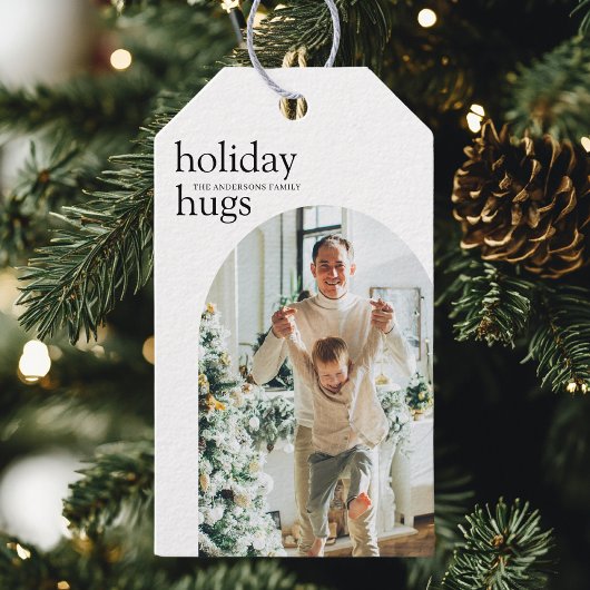 ホリデーハグスパーソナライズされたフォトクリスマス ギフトタグ