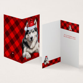 ホリデーハスキー犬レッドバッファロープレイドクリスマス