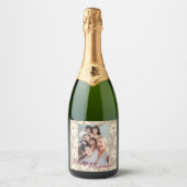 ホリデーハッピーお祝い汎用フォカスタマイズト スパークリングワインラベル (正面)