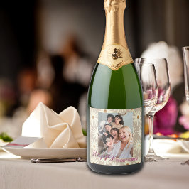 ホリデーハッピーお祝い汎用フォカスタマイズト スパークリングワインラベル