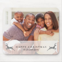 ホリデーハッピークリスマスディア素朴フォトマウスパッド