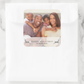 ホリデーハッピークリスマス素朴鹿フォトステッカー スクエアシール (バッグ)