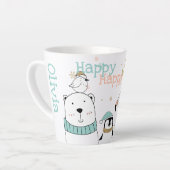 ホリデーハッピーハッピージョイ – アメリカおもしろいアニメ動物 カフェラテマグ (左アングル)