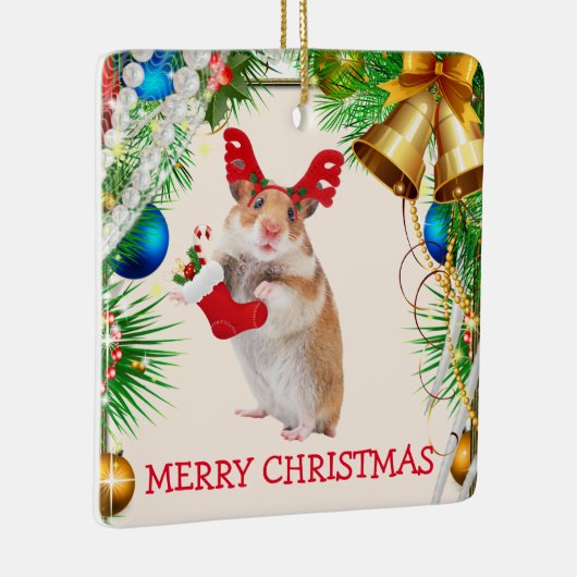 ホリデーハムスターマウスクリスマス セラミックオーナメント (右)