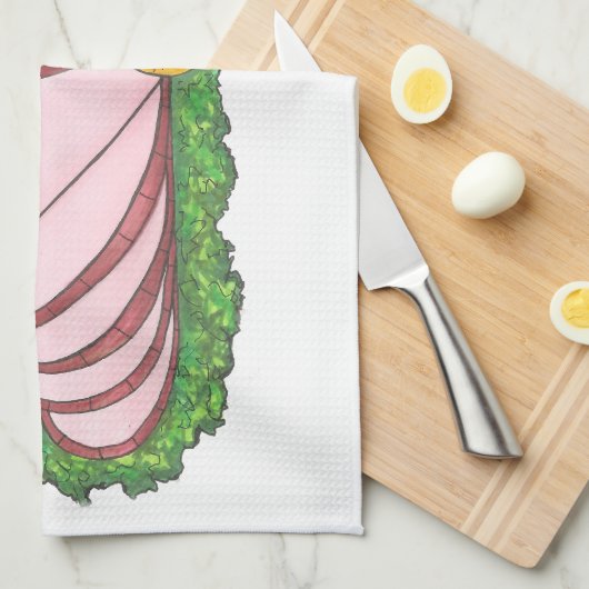 ホリデーハムパイナップルクリスマスディナー料理 キッチンタオル (四つ折り)