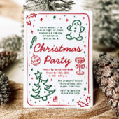 ホリデーハンドドローお洒落ドクリスマスパーティー 招待状