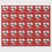 ホリデーハートフォトテンプレート クリスマス ラッピングペーパー (フラット)