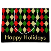 ホリデーハーレクイン幾何学模様 ラージペーパーバッグ (正面)