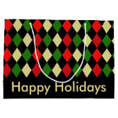 ホリデーハーレクイン幾何学模様 ラージペーパーバッグ (裏面)