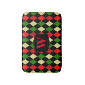 ホリデーハーレクイン幾何学的パタモノグラムのーン バスマット (正面縦)