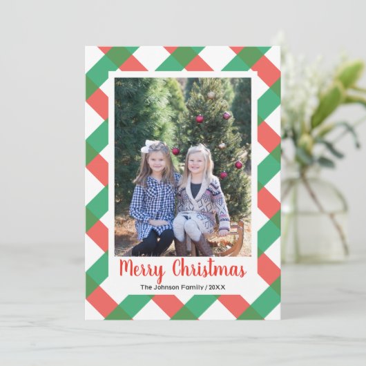 ホリデーバッファローチェッククリスマスフォトカード (スタンド正面)