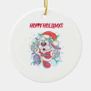 ホリデーバニークリスマスオーナメント セラミックオーナメント
