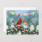 ホリデーバード&クリスマスガーランド シーズンポストカード (正面/裏面)