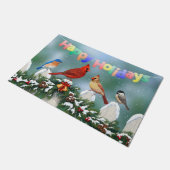 ホリデーバード&クリスマスガーランド ドアマット (アングル)