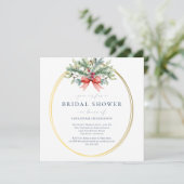 ホリデーパインと金ゴールドブライダルシャワー招待 招待状 (スタンド正面)