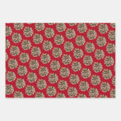 ホリデーパインコーンオンレッド ラッピングペーパーシート (正面3)