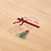 ホリデーパインツリーボウクリスマ企業のスパーティー アクリル招待状 (レイダウン)