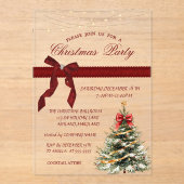 ホリデーパインツリーボウクリスマ企業のスパーティー アクリル招待状 (正面)
