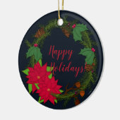 ホリデーパインリース |クリスマスのカスタマイズ セラミックオーナメント (左)