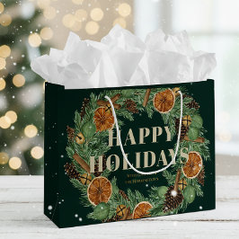 ホリデーパイン素朴ドライオレンジウォーターリース ラージペーパーバッグ