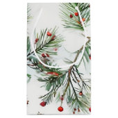 ホリデーパイン&レッドベリーズウッドランドデザイン スモールペーパーバッグ (裏面)