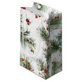 ホリデーパイン&レッドベリーズウッドランドデザイン スモールペーパーバッグ (正面アングル)