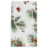 ホリデーパイン&レッドベリーズウッドランドデザイン スモールペーパーバッグ (正面)