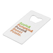 ホリデーパイ～フェスティバルクリスマス感謝祭クリスマス クレジットカード栓抜き (裏面アングル)