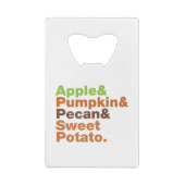 ホリデーパイ～フェスティバルクリスマス感謝祭クリスマス クレジットカード栓抜き (裏面)